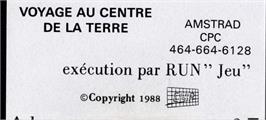 Top of cartridge artwork for Viaje Al Centro De La Tierra on the Amstrad CPC.