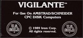 Top of cartridge artwork for Vigilante on the Amstrad CPC.