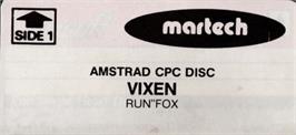 Top of cartridge artwork for Vixen on the Amstrad CPC.