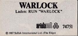 Top of cartridge artwork for Warlock on the Amstrad CPC.
