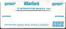 Top of cartridge artwork for Warlord on the Amstrad CPC.