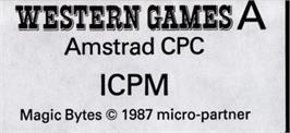 Top of cartridge artwork for Western Games on the Amstrad CPC.