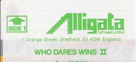 Top of cartridge artwork for Who Dares Wins 2 on the Amstrad CPC.