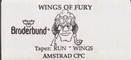 Top of cartridge artwork for Wings Of Fury on the Amstrad CPC.