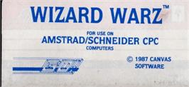 Top of cartridge artwork for Wizard Warz on the Amstrad CPC.