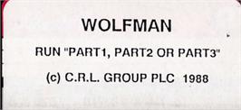 Top of cartridge artwork for Wolfman on the Amstrad CPC.
