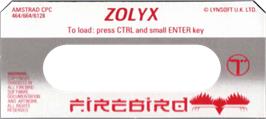 Top of cartridge artwork for Zolyx on the Amstrad CPC.