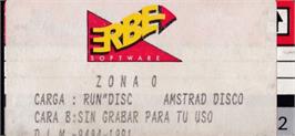 Top of cartridge artwork for Zona 0 on the Amstrad CPC.