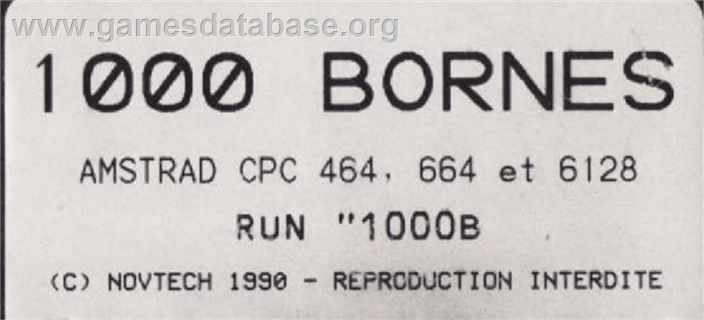 1000 Bornes - Amstrad CPC - Artwork - Cartridge Top