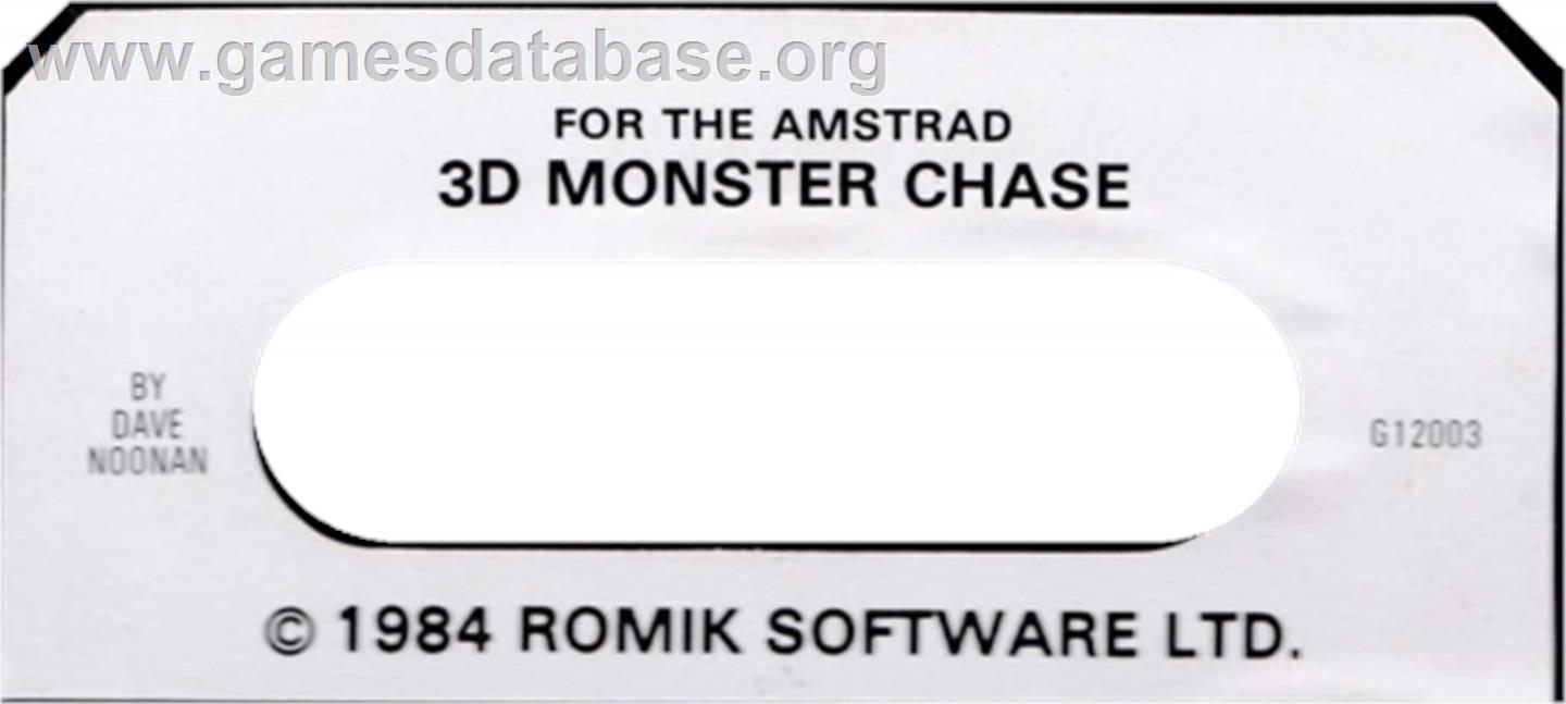 3D Monster Chase - Amstrad CPC - Artwork - Cartridge Top