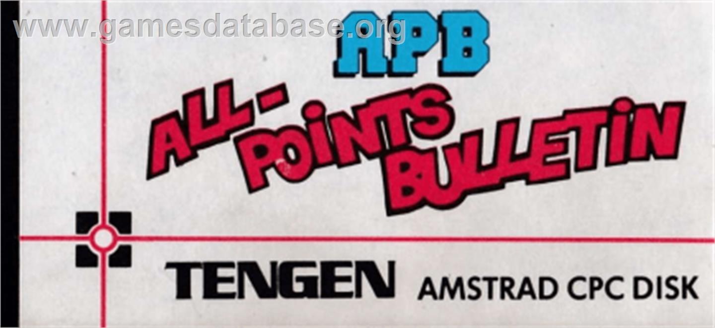 APB - All Points Bulletin - Amstrad CPC - Artwork - Cartridge Top