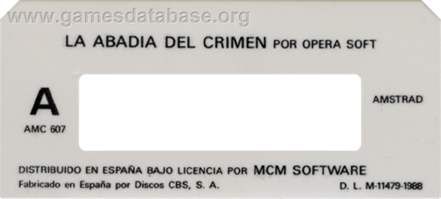 Abadia Del Crimen, La - Amstrad CPC - Artwork - Cartridge Top