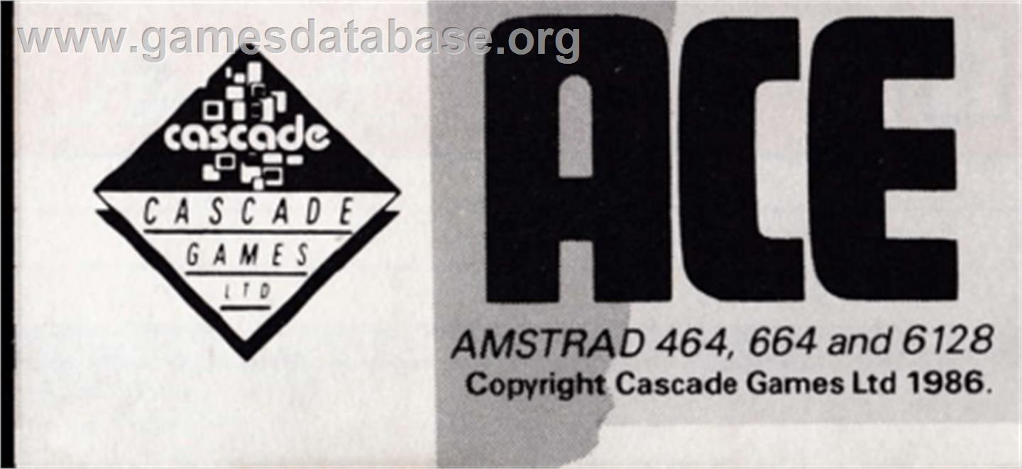 Ace: Air Combat Emulator - Amstrad CPC - Artwork - Cartridge Top