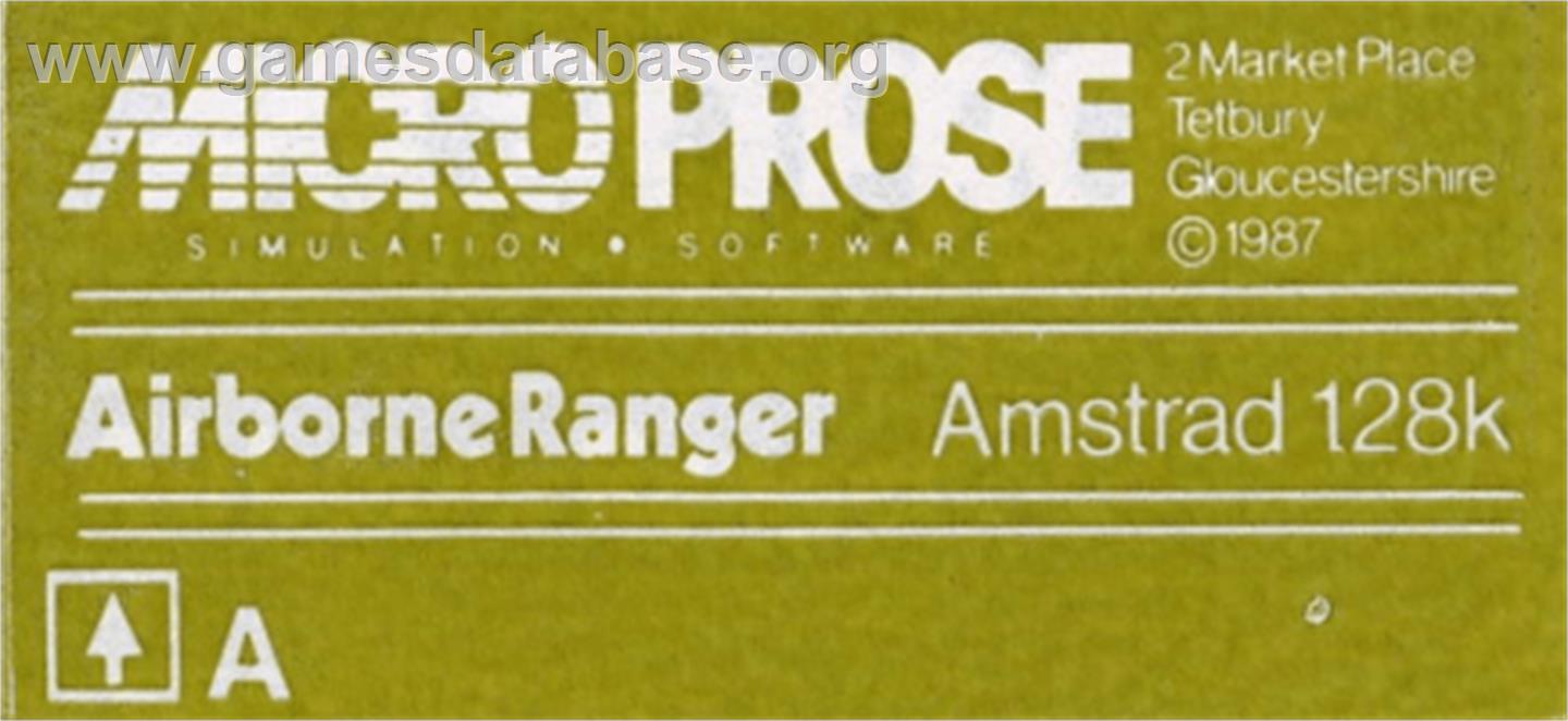 Airborne Ranger - Amstrad CPC - Artwork - Cartridge Top