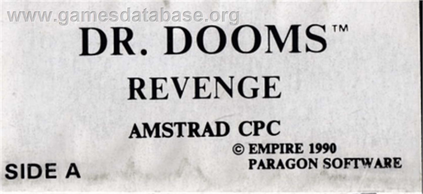Amazing Spider-man: Dr. Doom's Revenge - Amstrad CPC - Artwork - Cartridge Top