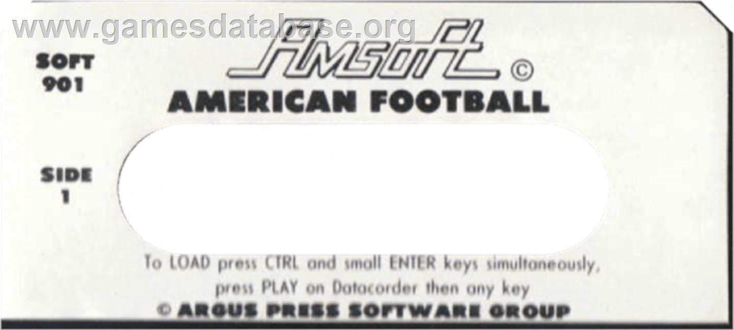 American Football - Amstrad CPC - Artwork - Cartridge Top