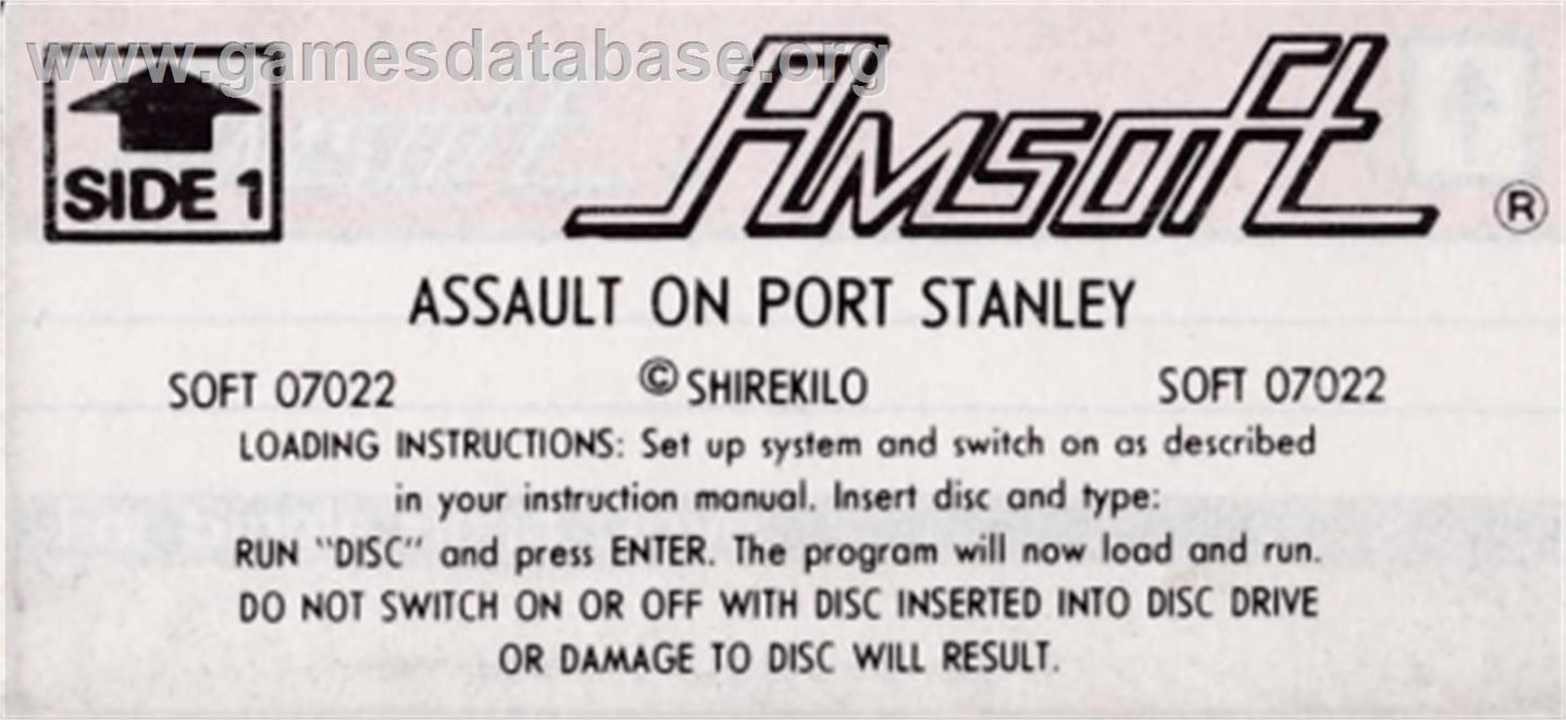 Assault On Port Stanley - Amstrad CPC - Artwork - Cartridge Top