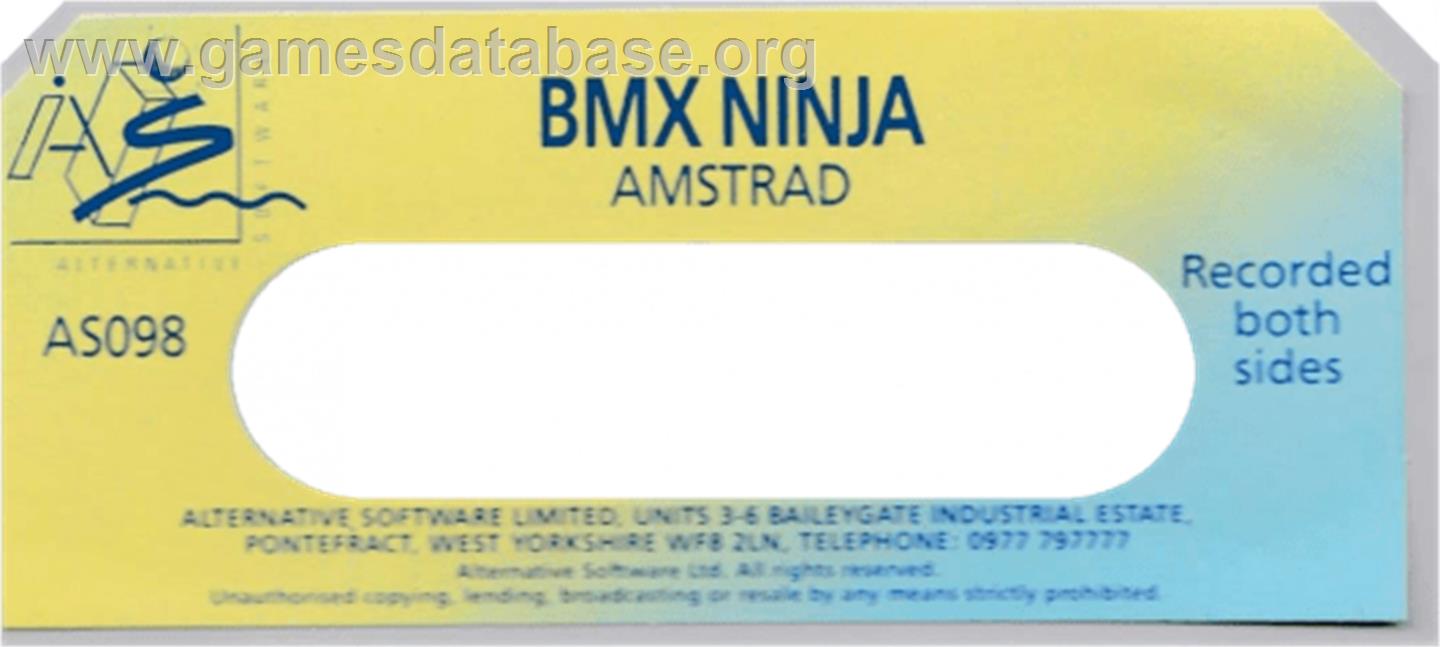 BMX Ninja - Amstrad CPC - Artwork - Cartridge Top