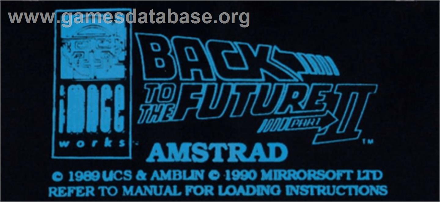 Back to the Future 2 - Amstrad CPC - Artwork - Cartridge Top