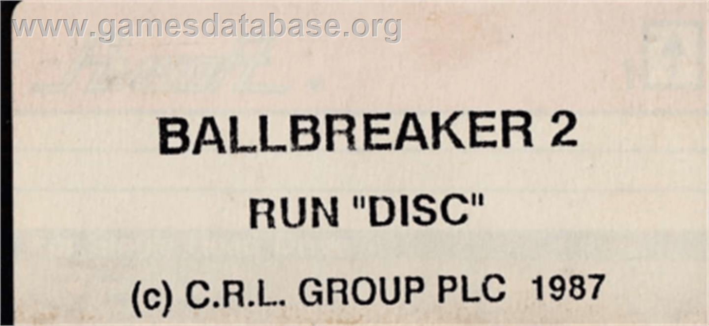 Ball Breaker 2 - Amstrad CPC - Artwork - Cartridge Top
