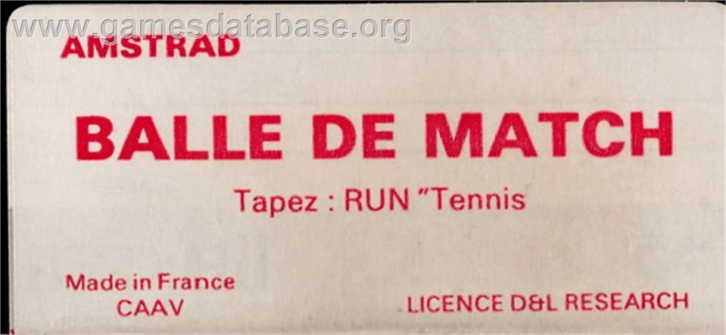 Balle De Match - Amstrad CPC - Artwork - Cartridge Top
