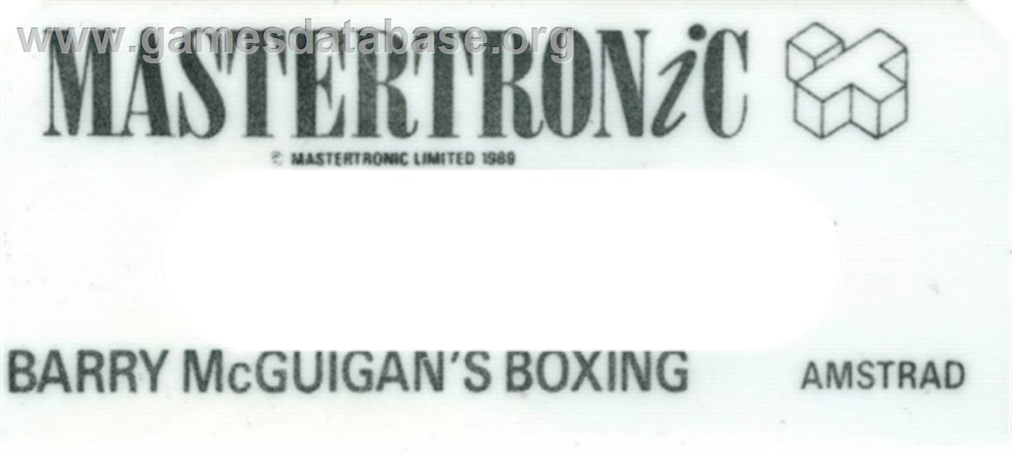 Barry McGuigan World Championship Boxing - Amstrad CPC - Artwork - Cartridge Top