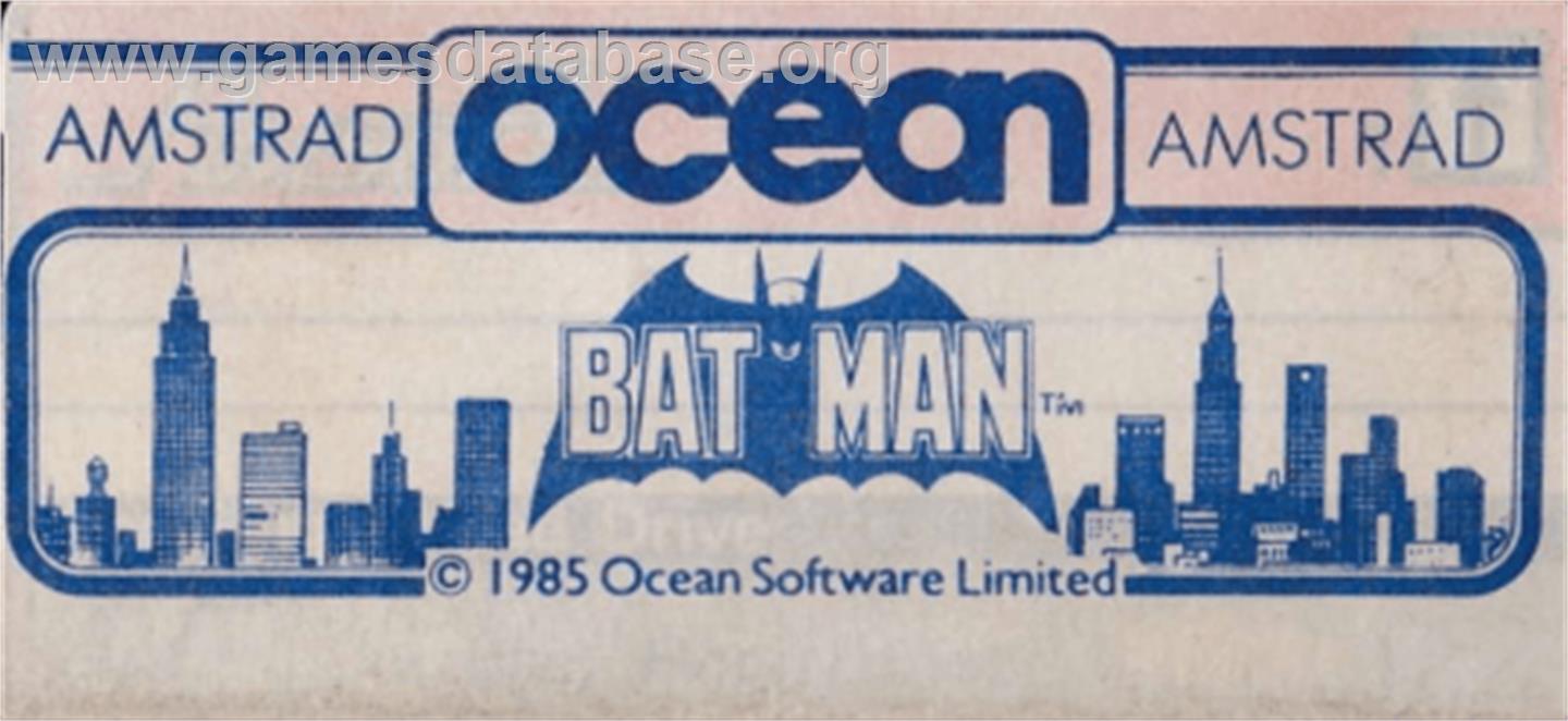 Batman - Amstrad CPC - Artwork - Cartridge Top