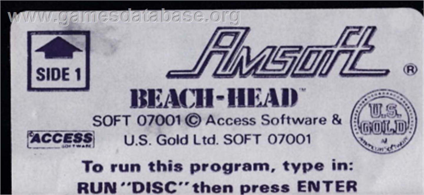 Beach Head - Amstrad CPC - Artwork - Cartridge Top