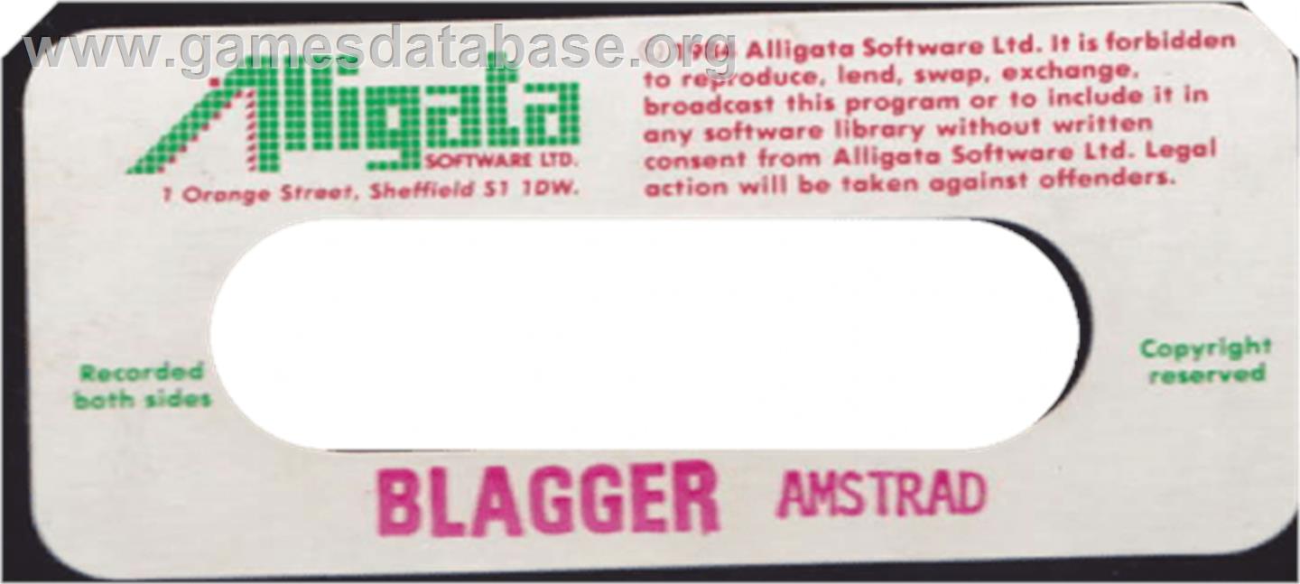 Blagger - Amstrad CPC - Artwork - Cartridge Top