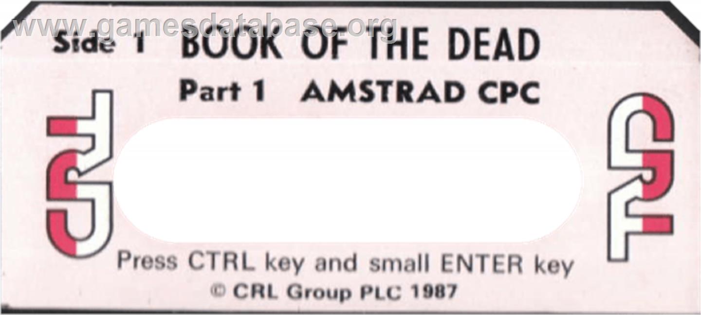 Book Of The Dead - Amstrad CPC - Artwork - Cartridge Top