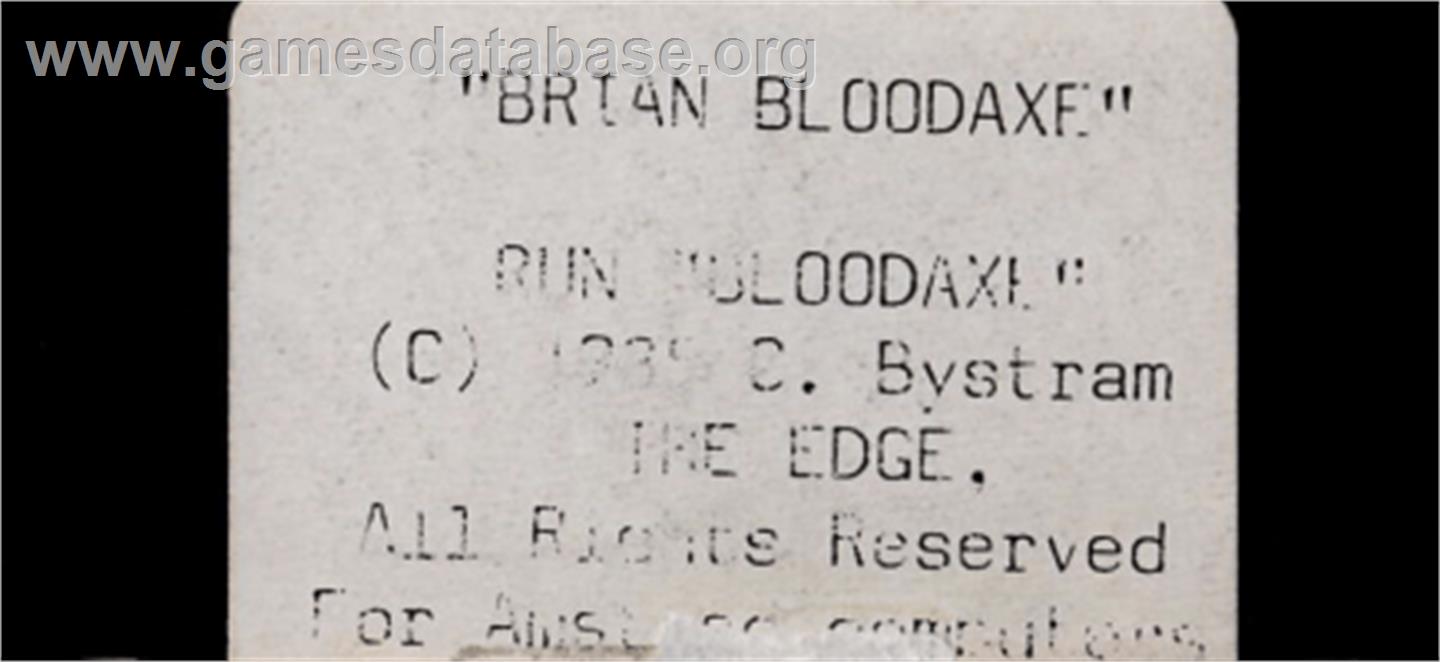 Brian Bloodaxe - Amstrad CPC - Artwork - Cartridge Top