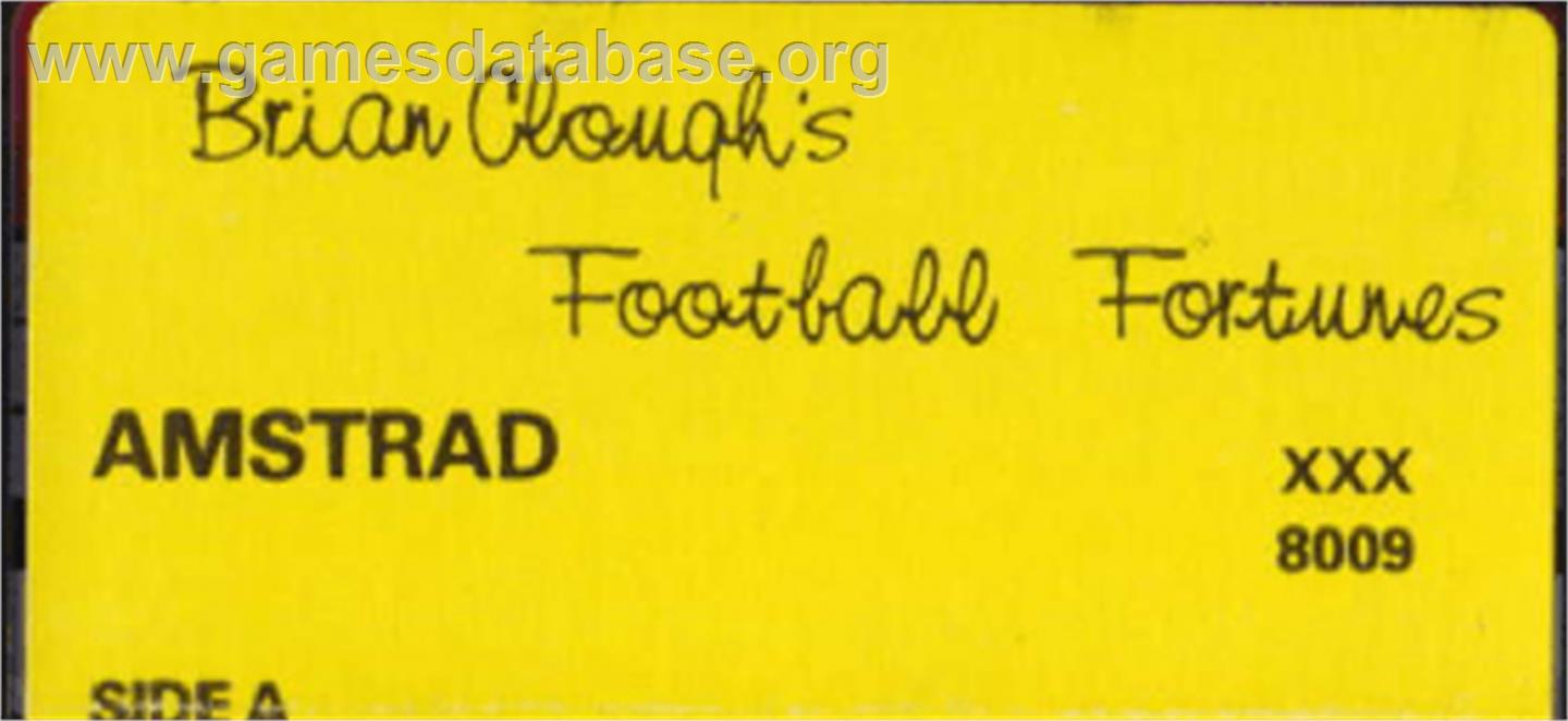 Brian Clough's Football Fortunes - Amstrad CPC - Artwork - Cartridge Top