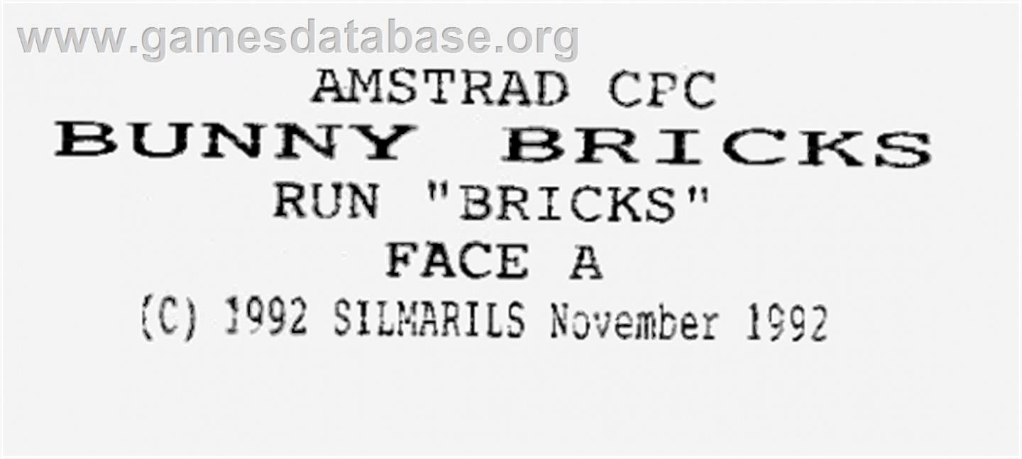 Bunny Bricks - Amstrad CPC - Artwork - Cartridge Top