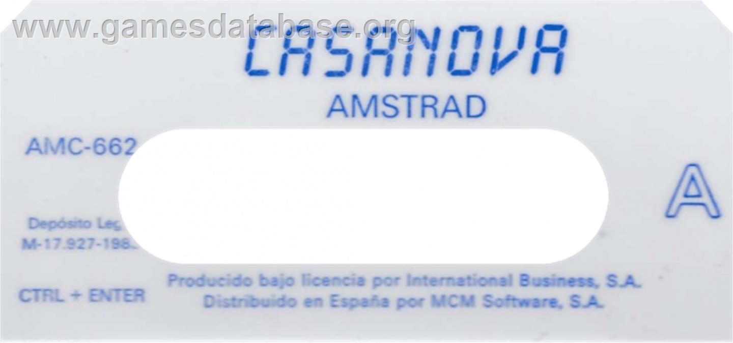 Casanova - Amstrad CPC - Artwork - Cartridge Top