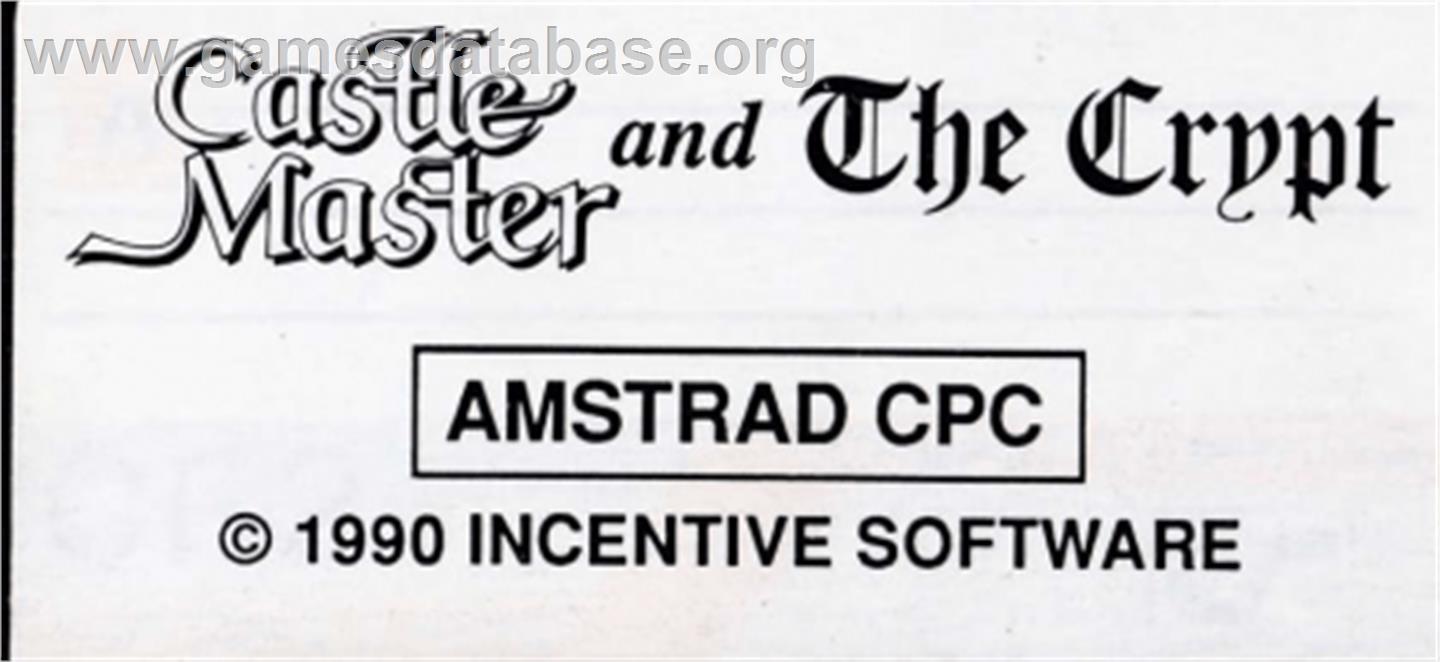 Castle Master 2 - The Crypt - Amstrad CPC - Artwork - Cartridge Top