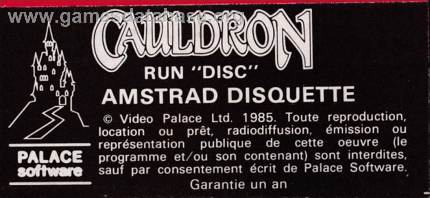 Cauldron - Amstrad CPC - Artwork - Cartridge Top