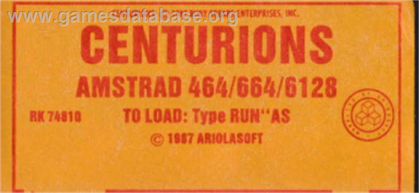 Centurions - Amstrad CPC - Artwork - Cartridge Top