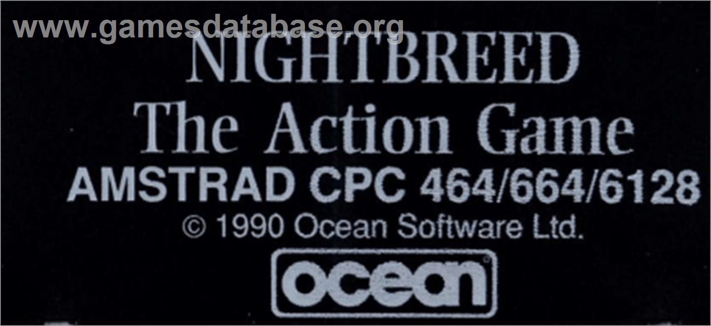 Clive Barker's Nightbreed:  The Action Game - Amstrad CPC - Artwork - Cartridge Top