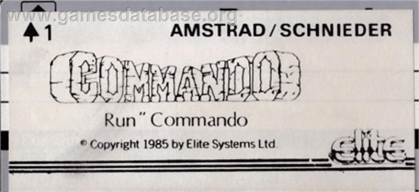 Commando - Amstrad CPC - Artwork - Cartridge Top