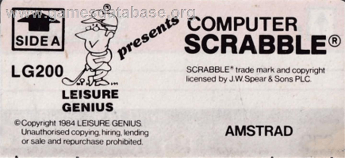 Computer Scrabble - Amstrad CPC - Artwork - Cartridge Top
