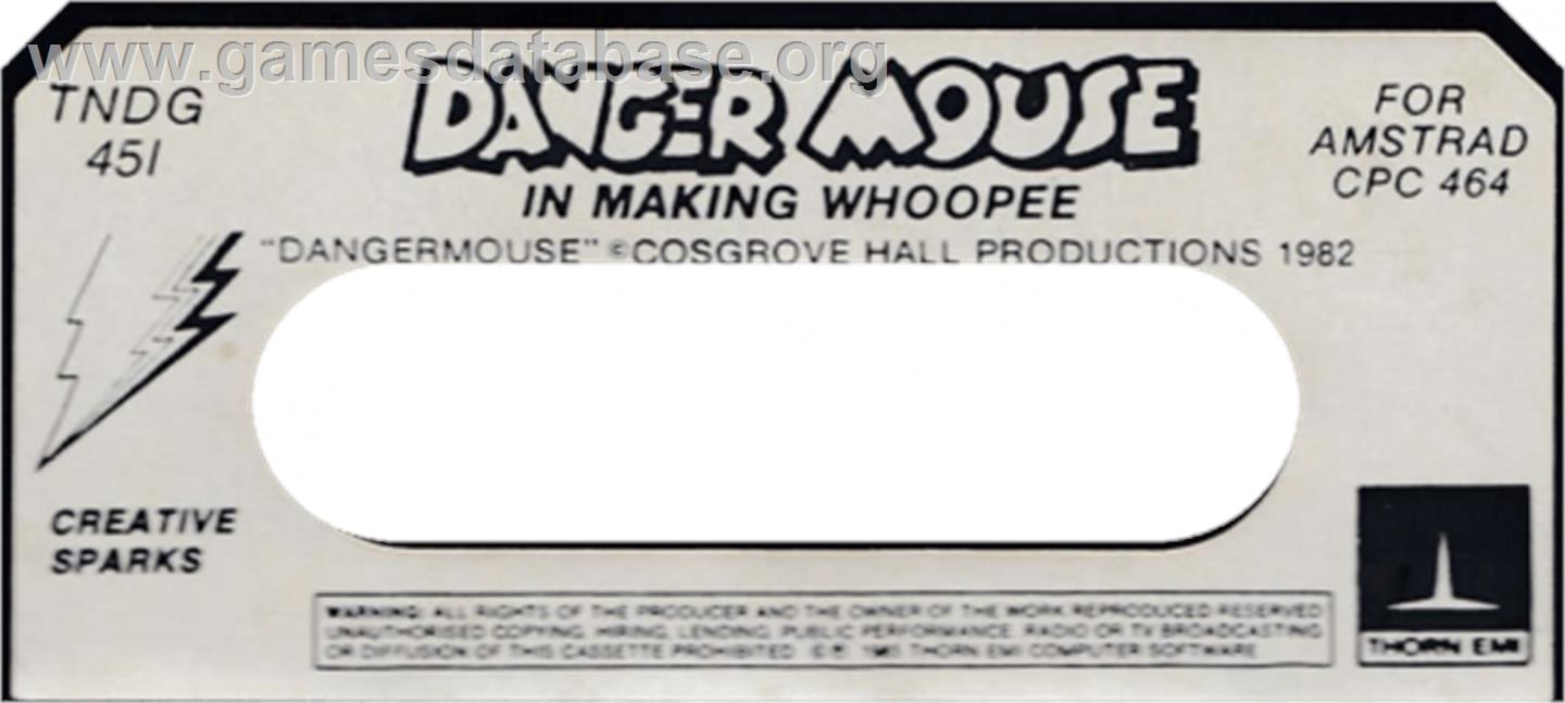 Danger Mouse in Making Whoopee! - Amstrad CPC - Artwork - Cartridge Top