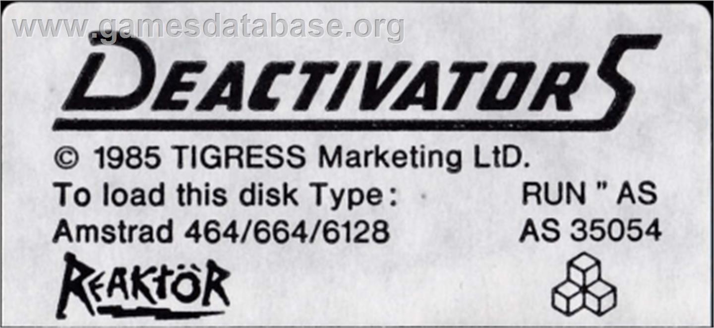 Deactivators - Amstrad CPC - Artwork - Cartridge Top