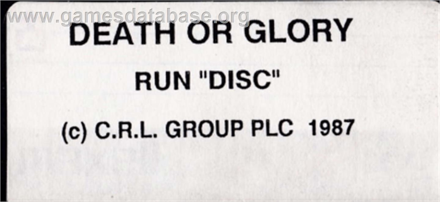 Death or Glory - Amstrad CPC - Artwork - Cartridge Top