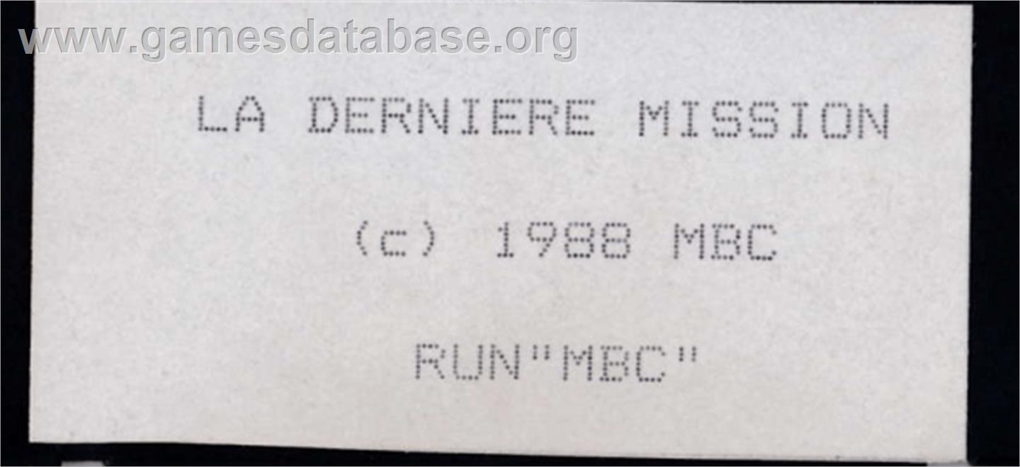 Dernière Mission, La - Amstrad CPC - Artwork - Cartridge Top