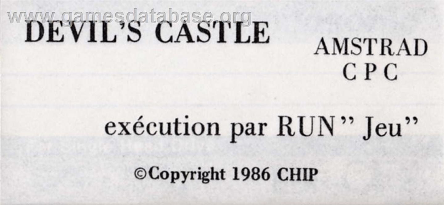 Devil's Castle - Amstrad CPC - Artwork - Cartridge Top