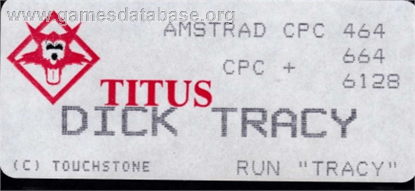Dick Tracy - Amstrad CPC - Artwork - Cartridge Top