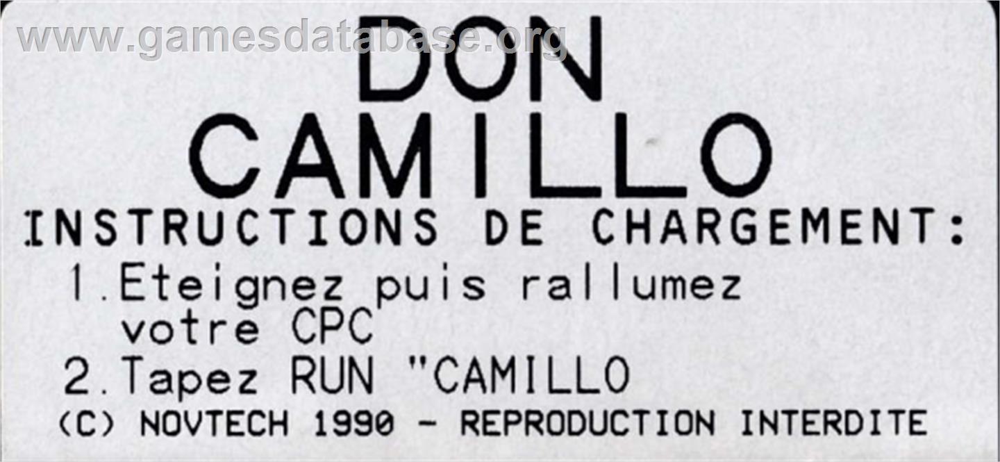 Dom Camillo - Amstrad CPC - Artwork - Cartridge Top