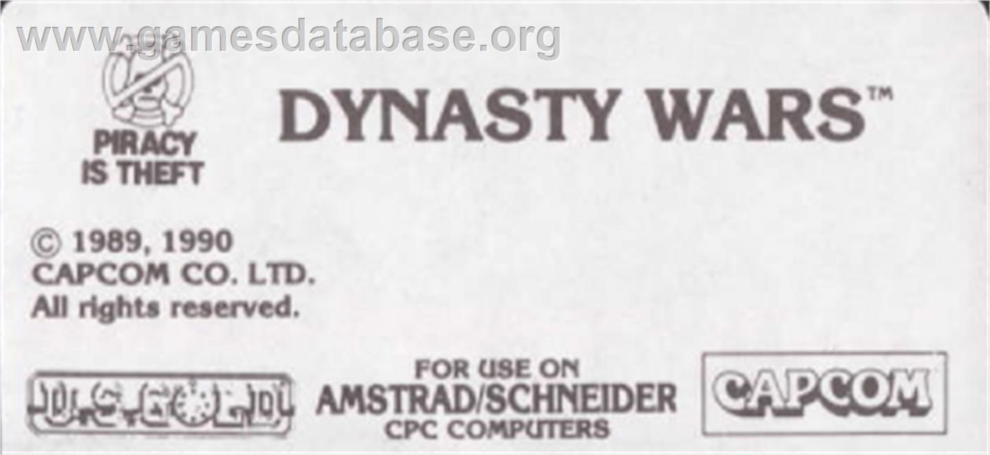 Dynasty Wars - Amstrad CPC - Artwork - Cartridge Top