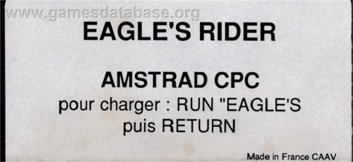 Eagle's Rider - Amstrad CPC - Artwork - Cartridge Top