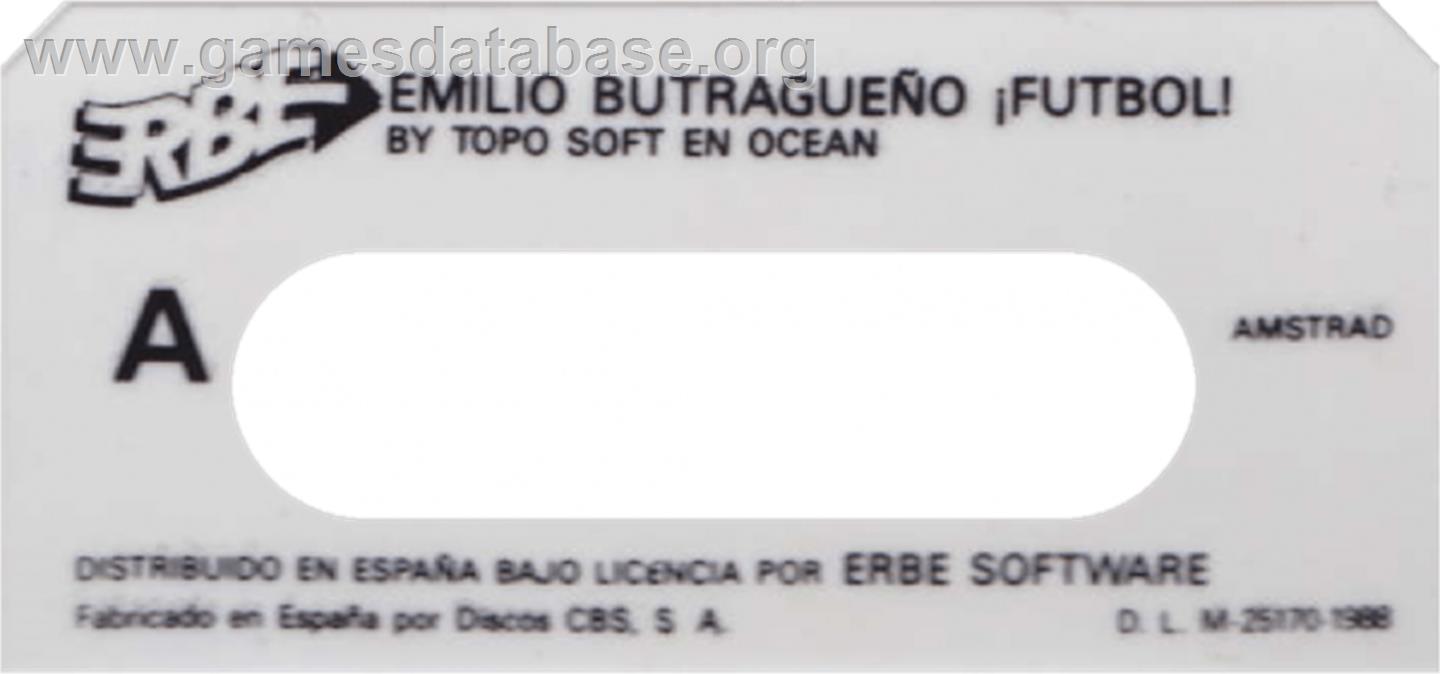 Emilio Butragueño Futbol - Amstrad CPC - Artwork - Cartridge Top